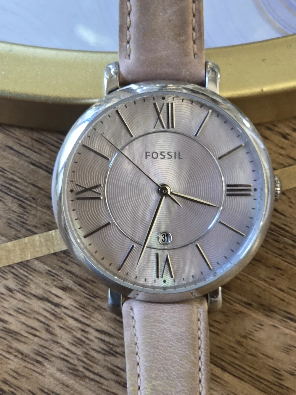 Fossil Nude Pink Leather Strap Watch